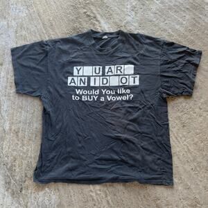 Vintage Buy a Vowel Wheel of Fortune Funny Humor Parody Shirt 2XL Black